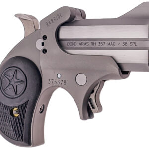 Bond Arms BARHR Rawhide 38 Special/357 Mag 2 Shot 2.50" Rough Matte Stainless Steel Barrel & Frame, Black Rubber Grips
