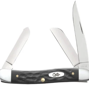 Case 18222 Stockman  Medium Folding, 2.57"/1.88"/1.71" Clip Point/Sheepsfoot/Spey Plain Mirror Polished Tru-Sharp SS Blade, Rough Black Jigged Synthetic Handle