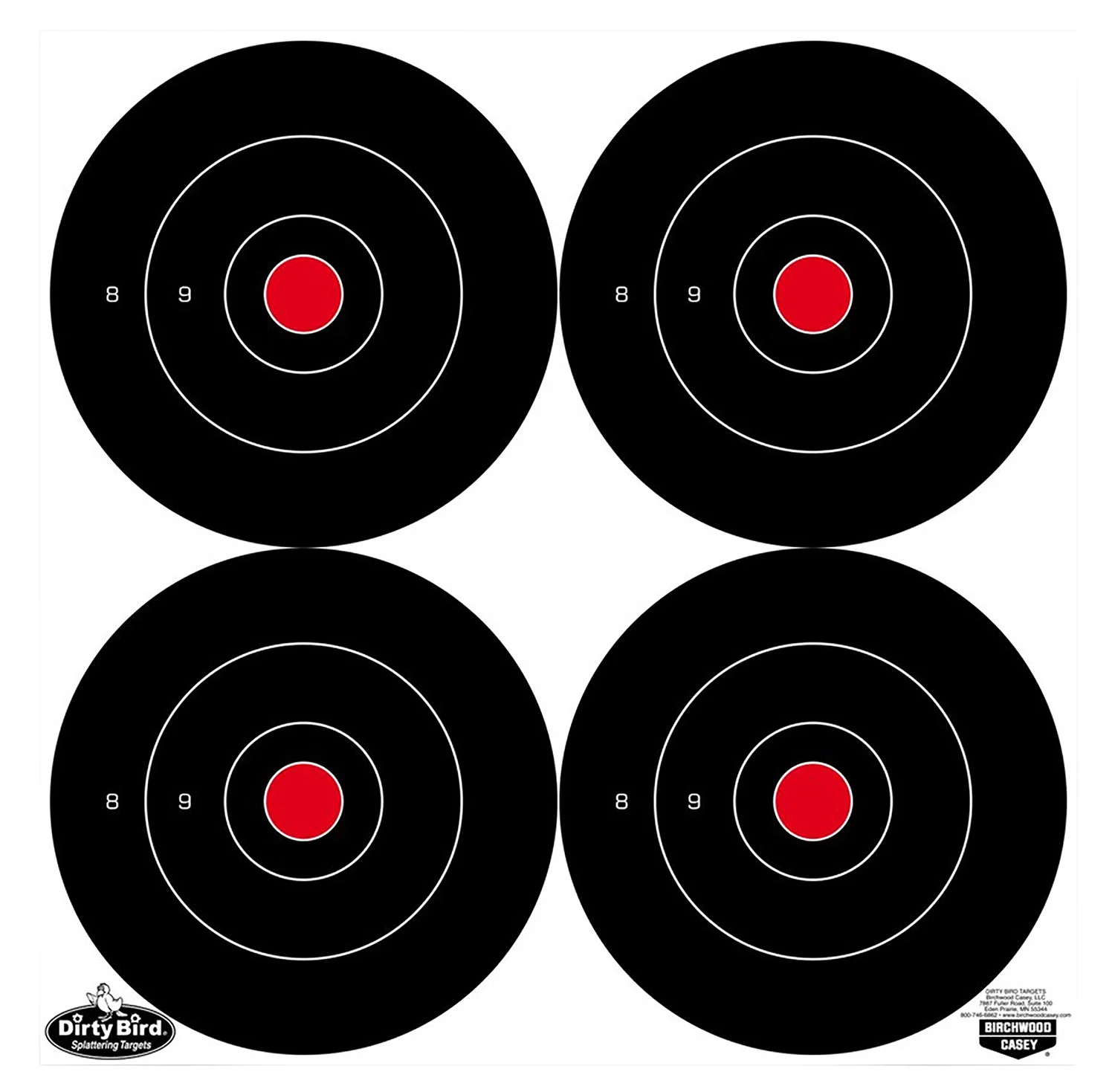 Birchwood Casey 35570 Dirty Bird 6" Bullseye Tagboard Hanging Black/White 100 Per Pkg