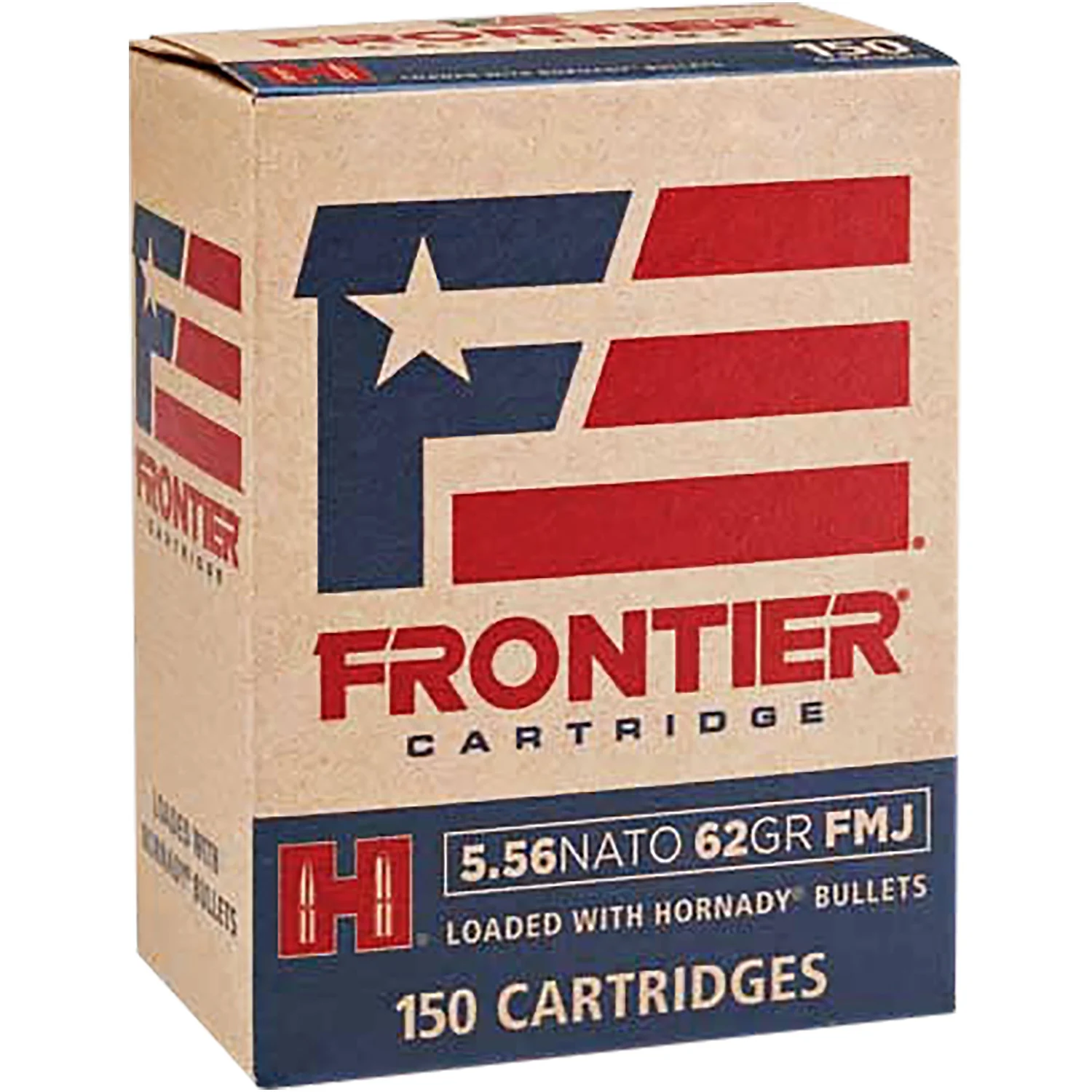 Frontier Cartridge FR2615 Military Grade Centerfire Rifle 5.56x45mmNATO 62gr Full Metal Jacket 150 Per Box/8 Case
