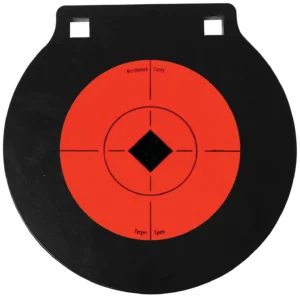 Birchwood Casey 47608 World of Targets Double Hole 6" Black/Orange AR500 Steel Circle w/Crosshair & Diamond Hanging