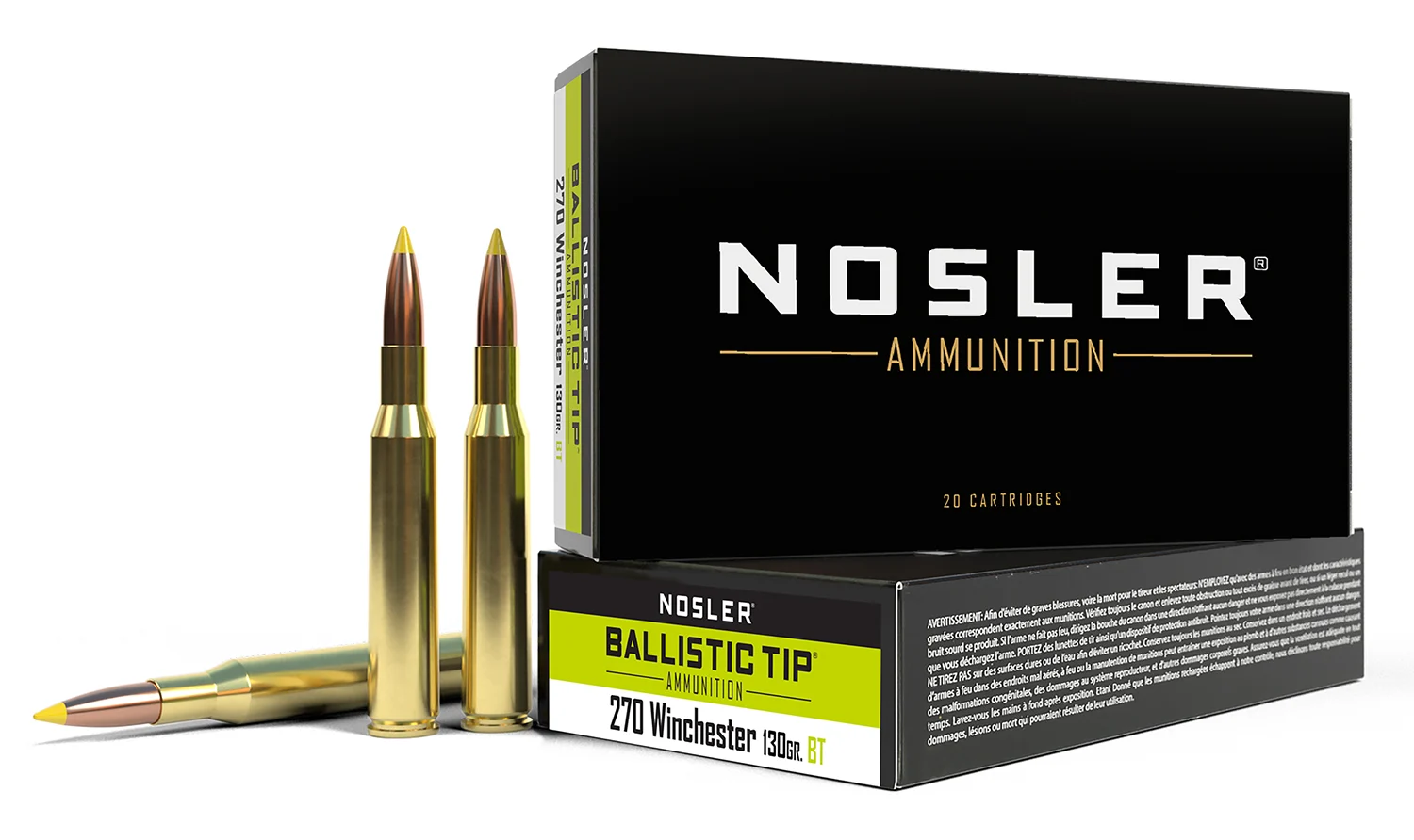 Nosler 40062 Ballistic Tip 270Win 130gr Spitzer Ballistic Tip 20 Per Box/10 Case