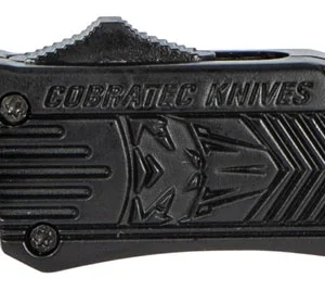 CobraTec Knives SBCTK1STNS CTK-1 Small 2.75" OTF Tanto Plain Black D2 Steel Blade/Black Aluminum Handle Features Glass Breaker Includes Pocket Clip