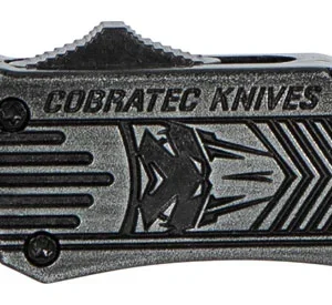 CobraTec Knives SSWCTK1SDS CTK-1 Small 2.75" OTF Part Serrated D2 Steel Blade/Black Stonewashed Aluminum Handle Features Glass Breaker Includes Pocket Clip