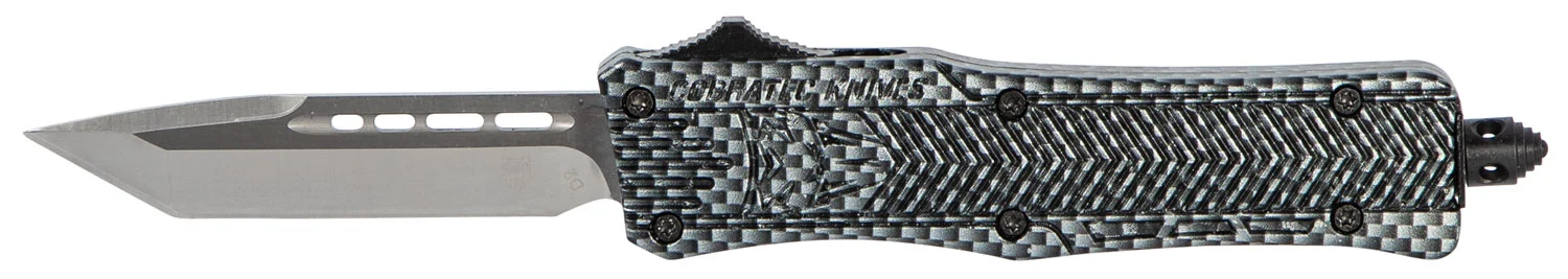 CobraTec Knives SCFCTK1STNS CTK-1 Small 2.75" OTF Tanto Plain D2 Steel Blade/Carbon Fiber Aluminum Handle Features Glass Breaker Includes Pocket Clip