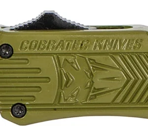 CobraTec Knives SODCTK1SDNS CTK-1 Small 2.75" OTF Drop Point Plain D2 Steel Blade/OD Green Aluminum Handle Features Glass Breaker Includes Pocket Clip