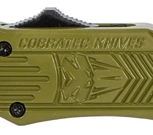 CobraTec Knives SODCTK1STNS CTK-1 Small 2.75" OTF Tanto Plain D2 Steel Blade/OD Green Aluminum Handle Features Glass Breaker Includes Pocket Clip