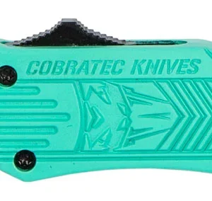 CobraTec Knives STFCTK1SDS CTK-1 Small 2.75" OTF Drop Point Part Serrated D2 Steel Blade/ Tiffany Blue Aluminum Handle Features Glass Breaker Includes Pocket Clip