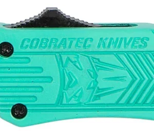 CobraTec Knives STFCTK1STNS CTK-1 Small 2.75" OTF Tanto Plain D2 Steel Blade/Tiffany Blue Aluminum Handle Features Glass Breaker Includes Pocket Clip