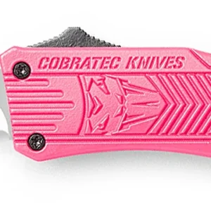 CobraTec Knives SPKCTK1SDS CTK-1 Small 2.75" OTF Drop Point Part Serrated D2 Steel Blade/ Pink Aluminum Handle Features Glass Breaker Includes Pocket Clip