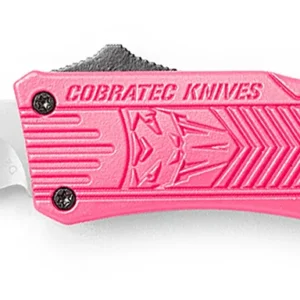 CobraTec Knives SPKCTK1STNS CTK-1 Small 2.75" OTF Tanto Plain D2 Steel Blade/Pink Aluminum Handle Features Glass Breaker Includes Pocket Clip