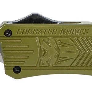 CobraTec Knives MODCTK1MDNS CTK-1 Medium 3" OTF Drop Point Plain D2 Steel Blade/OD Green Aluminum Handle Features Glass Breaker Includes Pocket Clip