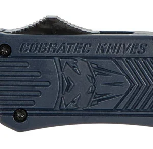 CobraTec Knives MNYCTK1MDS CTK-1 Medium 3" OTF Drop Point Part Serrated D2 Steel Blade/NYPD Blue Aluminum Handle Features Glass Breaker Includes Pocket Clip