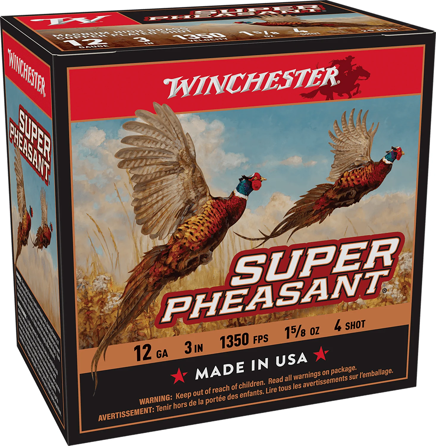 Winchester Ammo X123PH4 Super Pheasant Magnum High Brass 12Gauge 3" 1 5/8oz 4Shot 25 Per Box/10 Case