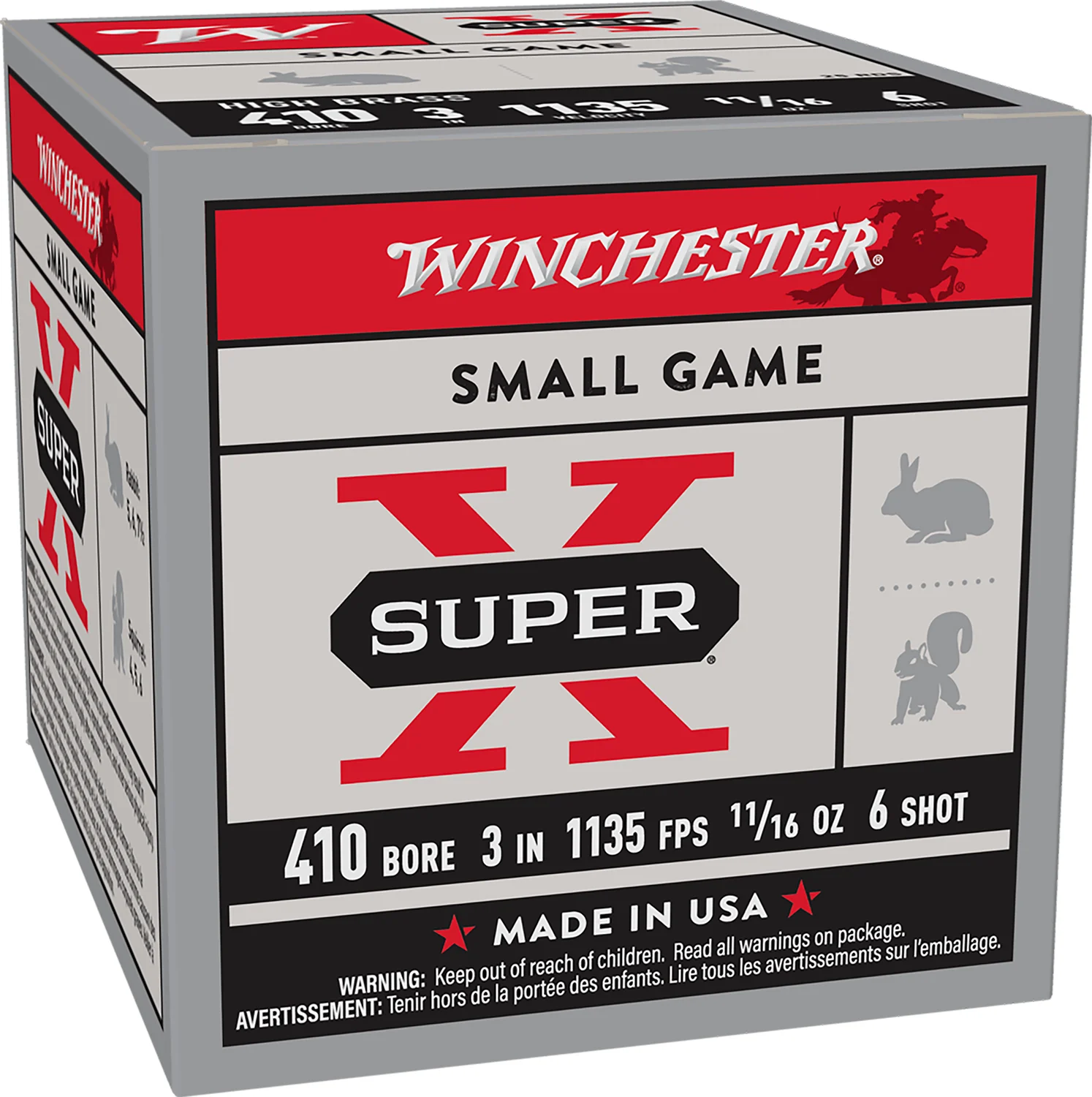 Winchester Ammo X4136 Super X Heavy Game Load High Brass 410Gauge 3" 11/16oz 6Shot 25 Per Box/10 Case