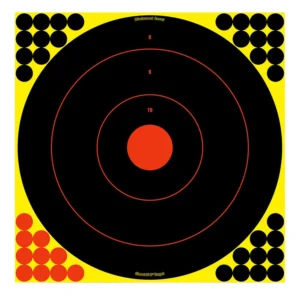 Birchwood Casey 34170 Shoot-N-C Reactive Target Self-Adhesive Paper Black/Yellow/Red 17.25" Bullseye 100 Pack