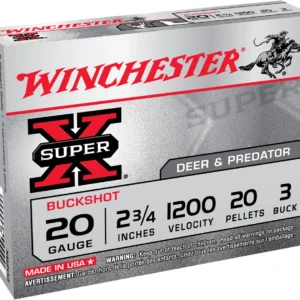 Winchester Ammo XB203VP Super X 20Gauge 2.75" 20Pellets 3Buck Shot 15 Per Box/10 Case *Value Pack