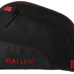 Allen 7738 Auto-Fit Handgun Case Black Endura w/Red Trim, Foam Padding, Knit Lining, Mag Sleeve, Storage Pocket & Lockable Zipper 9" L