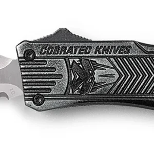 CobraTec Knives SSWCTK1SDAG2SS CTK-1 2.75" OTF Part Serrated D2 Steel Blade/Stonewashed Aluminum Handle Features Glass Breaker Includes Pocket Clip