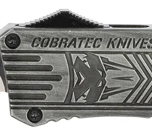 CobraTec Knives LSWCTK1LTNS CTK-1 Large 3.75" OTF Tanto Plain D2 Steel Blade/Stonewashed Aluminum Handle Features Glass Breaker Includes Pocket Clip