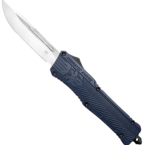 CobraTec Knives LNYCCTK1LDNS CTK-1 Large 3.75" OTF Drop Point Plain D2 Steel Blade/NYPD Blue Aluminum Handle Features Glass Breaker Includes Pocket Clip