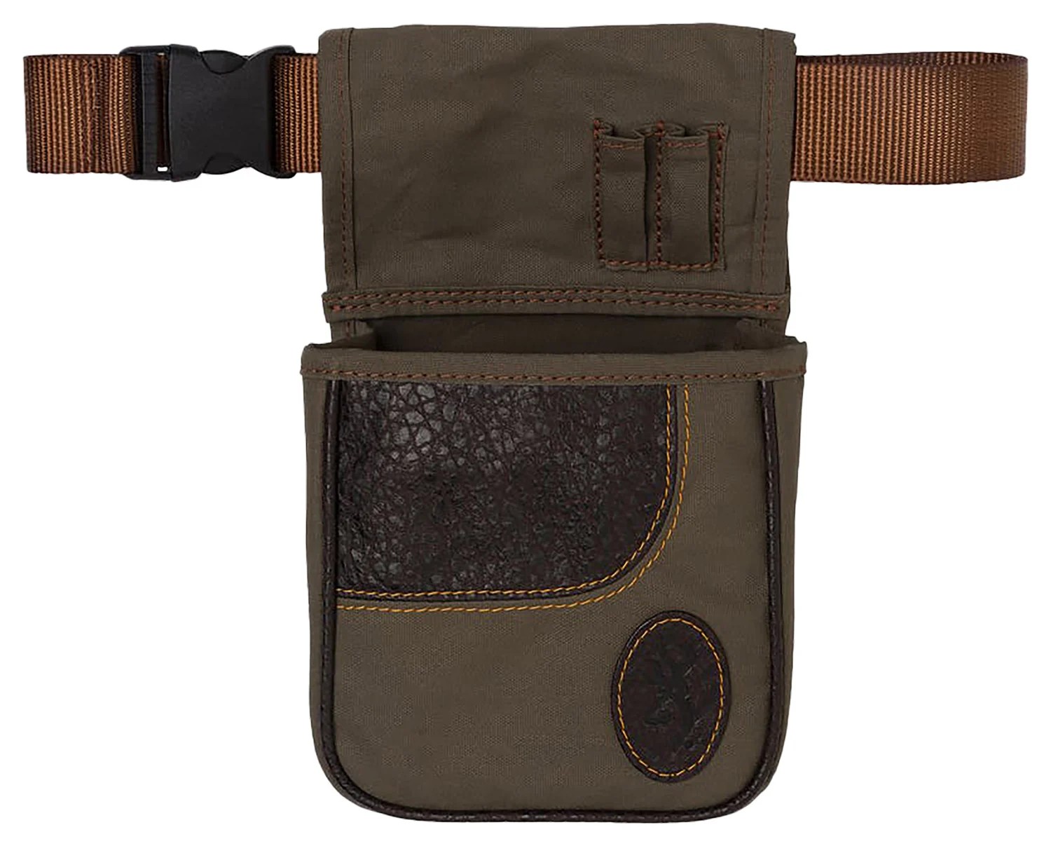 Browning 121504843 Laredo Shell Pouch Olive Canvas/Leather Belt Mount