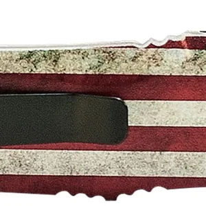 Templar Knife MBRF331 Gen II Betsy Ross Flag Slim 3.43" OTF Drop Point Plain Black Oxide Stonewashed Black 440C SS Blade, 5.05" Betsy Ross Flag Aluminum Handle Glass Breaker