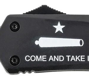 Templar Knife LCATI331 Gen II Come And Take It Large 3.50" OTF Drop Point Plain Black Oxide Stonewashed 440C SS Blade, 5.25" Black "Come And Take It" Aluminum Handle, Glass Breaker