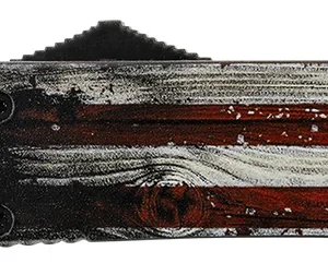 Templar Knife MWUS231 Gen II Wood US Flag Slim 3.43" OTF Tanto Plain Black Oxide Stonewashed 440C SS Blade, 5.05" Painted Wood Grain US Flag Aluminum Handle, Glass Breaker