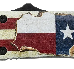 Templar Knife STX531 Gen II Texan Small 2.25" OTF Tanto Part Serrated Black Oxide Stonewashed 440C SS Blade, 4.31" Texas Flag Aluminum Handle, Glass Breaker