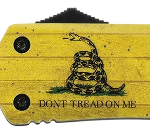 Templar Knife LDTOM231 Gen II Don't Tread On Me Large 3.50" OTF Tanto Plain Black Oxide Stonewashed 440C SS Blade, 5.25" Yellow w/Flag & "Don't Tread On Me" Aluminum Handle, Glass Breaker