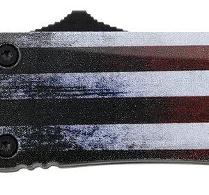 Templar Knife SUS231 Gen II US Flag Small 2.69" OTF Tanto Plain Black Oxide Stonewashed 440C SS Blade, 4.31" US Flag Aluminum Handle, Glass Breaker