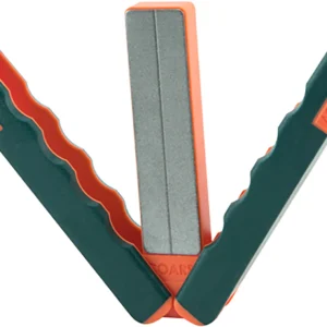 AccuSharp 077C Paddle Sharpener Folding Fine, Coarse Diamond Sharpener Gray/Orange Overmolded Rubber Handle