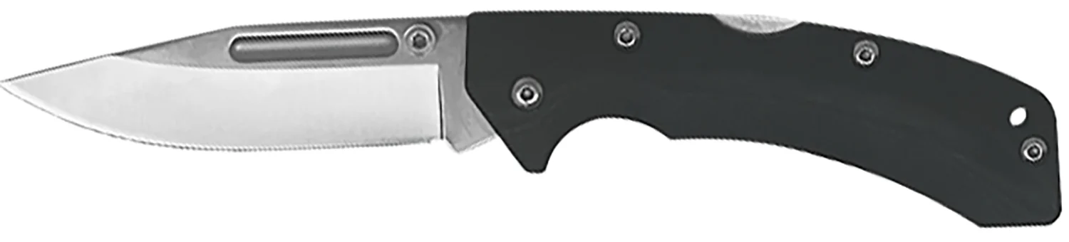 AccuSharp 711C Lockback 3" Folding Clip Point Plain Stainless Steel Blade/Black FRN Handle Includes Allen Wrench