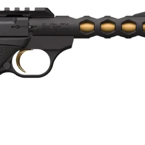 Browning 051573490 Buck Mark Plus Vision SR 22 LR 10+1 5.87" Black Anodized/Gold Cerakote/SR/Threaded Barrel, Matte Black Serrated Steel/Optic Ready Slide & Aluminum Frame Black Ultragrip FX Grip
