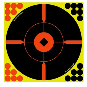 Birchwood Casey 34016 Shoot-N-C Reactive Target Self-Adhesive Paper Black/Yellow/Red 12" Bullseye 100 Pack