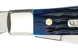 Case 02806 Stockman Medium 2.42"/1.58"/1.57" Folding Clip/Sheepsfoot/Pen Plain Mirror Polished Tru-Sharp SS Blade/Rogers Corn Cob Jigged Blue Bone Handle