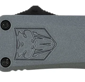 CobraTec Knives SGYFS3DNS FS-3 Small 2.75" OTF Plain D2 Steel Blade/Gray Aluminum Handle Features Glass Breaker Includes Pocket Clip