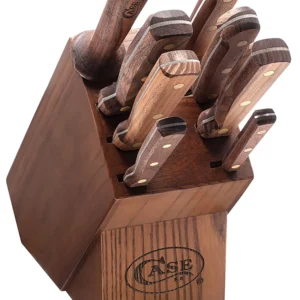 Case 10249 Household Cutlery Set Plain/Serrated Satin Tru-Sharp SS Blade Walnut Handle 9 Piece
