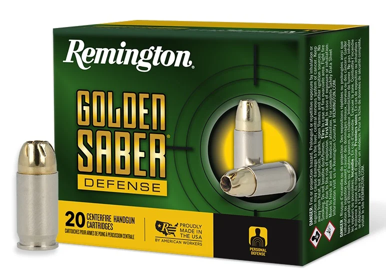 Remington Ammunition 27605 Golden Saber Defense 380ACP 102gr Brass Jacketed Hollow Point 20 Per Box/25 Case