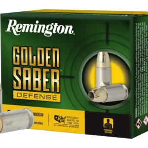 Remington Ammunition 27612 Golden Saber Defense 45ACP 230gr Brass Jacketed Hollow Point 20 Per Box/25 Case