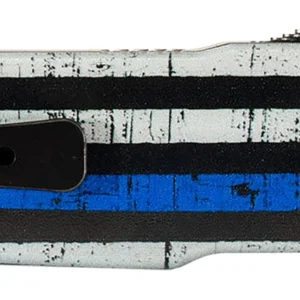 Templar Knife LABTB52 Premium LW We Back You Large 3.50" OTF Tanto Part Serrated Black Oxide Stonewashed D2 Steel Blade, 5.25" Black & White w/Blue Line Aluminum Handle