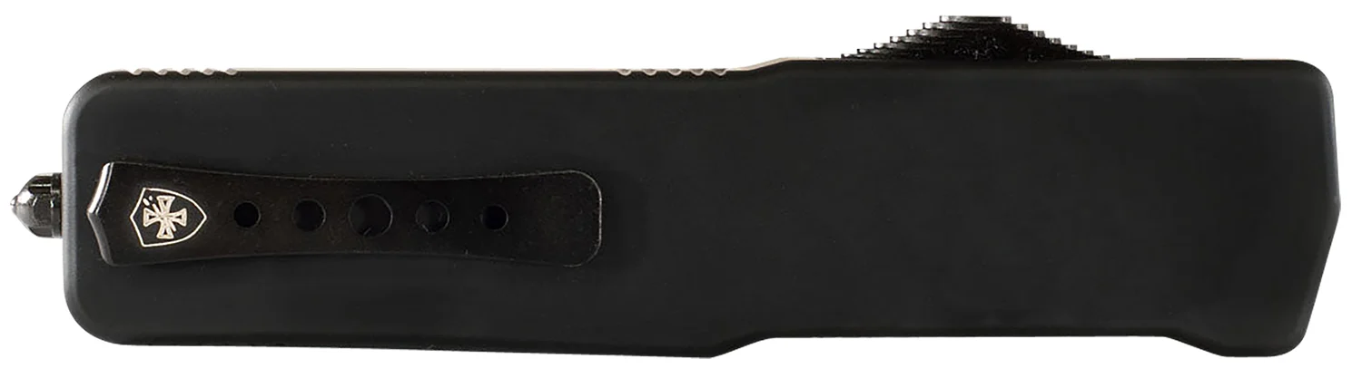 Templar Knife MZBR121 Premium Weighted Slim 3.16" OTF Dagger Plain Black Oxide Stonewashed D2 Steel Blade, 4.93" Black Aluminum/Rubber Handle