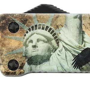 Templar Knife SZLIB221 Premium Weighted Liberty Small 3" OTF Tanto Plain Black Oxide Stonewashed D2 Steel Blade, 4.50" Gold w/Statue of Liberty/Flag/Eagle Aluminum Zinc Alloy Handle
