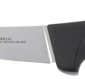 Templar Knife K6BBK362 Boning 6" Fixed Plain Damasteel Blade, 5" Black G10 Handle