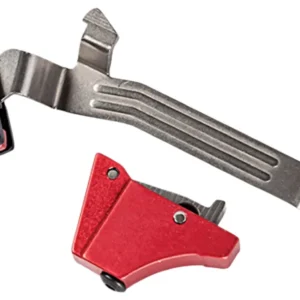 Timney Triggers ALPHAGLOCK34LRGRED Alpha Competition 45 ACP/10mm Auto, Red Straight Trigger, Compatible w/Glock Gen3-4