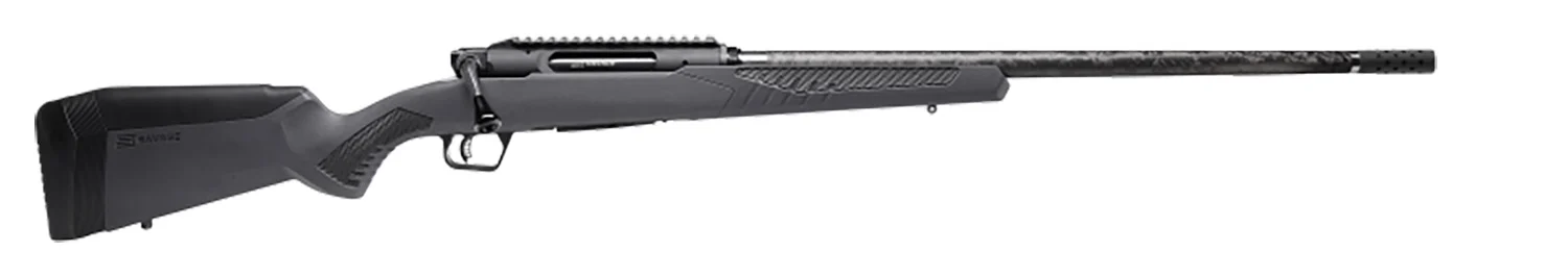 Savage Arms 57900 Impulse Mountain Hunter 28 Nosler 2+1 24" Carbon Fiber Threaded Barrel, Black Aluminum Receiver w/Picatinny Rail, Gray AccuStock Synthetic Stock, Ambidextrous