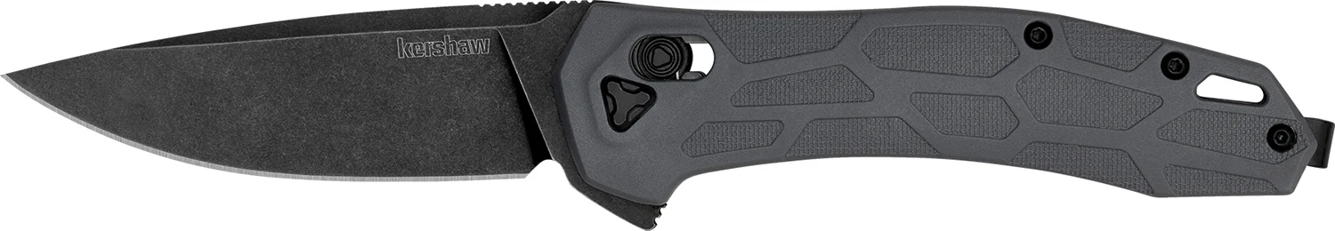 Kershaw 2042 Covalent Mid-Size 3.20" Folding Drop Point Plain Black Oxide Blackwash D2 Steel Blade, Gray Textured Pockets Glass Filled Nylon Handle, Includes Pocket Clip