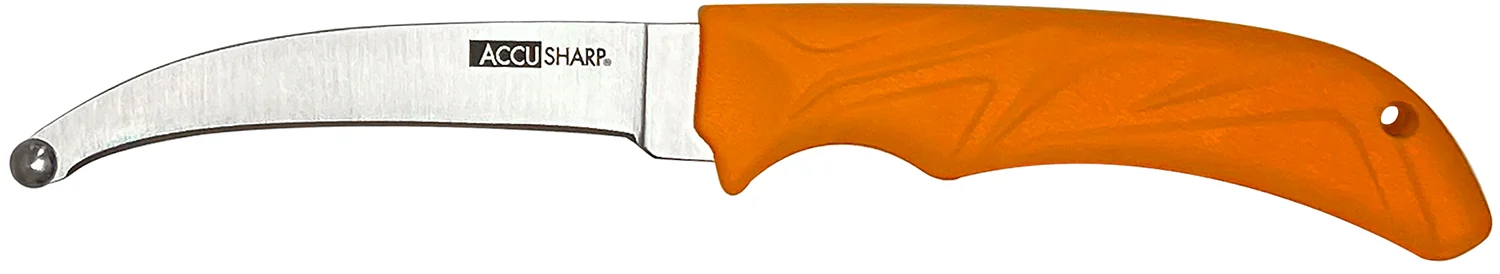 AccuSharp 734C AccuZip 4" Fixed Plain Stainless Steel/ Blade Blaze Orange Ergonomic Anti-Slip Rubber Handle