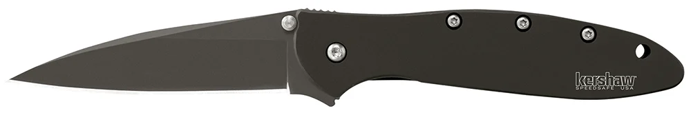 Kershaw 1660CKT Leek 3" Folding Modified Drop Point Plain Black DLC 14C28N Steel Blade Black DLC 410 Stainless Steel Handle Includes Pocket Clip